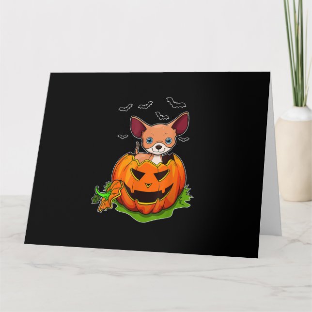 Carte Halloween Chihuahua Amoureux de les chiens Citroui (Devant)