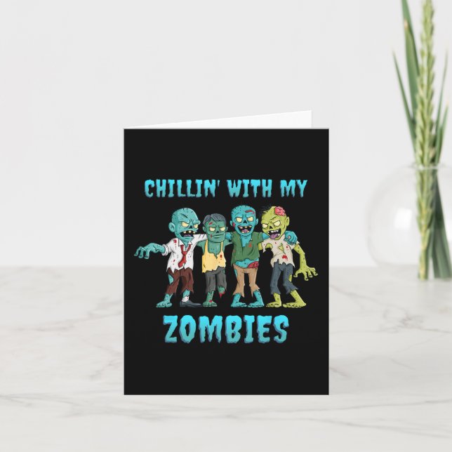 Carte Halloween Chillin Avec Mes Zombies Garçons Filles  (Devant)