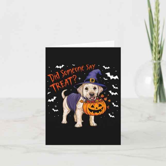 Carte Halloween Chiot de Sorcière Treat Labrador Chiot (Devant)