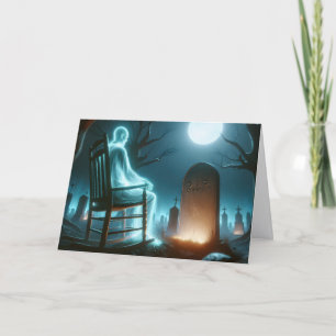Carte Halloween cimetière avec l'homme fantôme