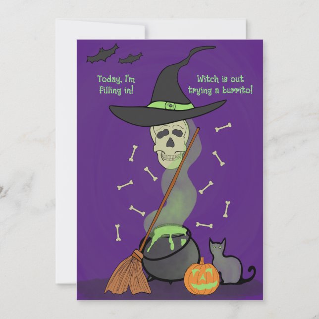 Carte Halloween citrouille chat crâne drôle effray (Devant)