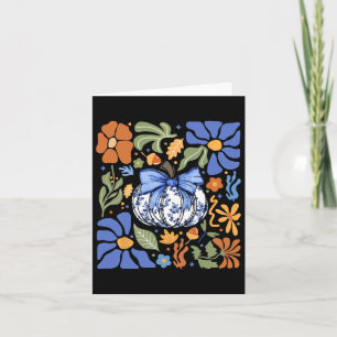 Carte Halloween Citrouille Chinoiserie Bleu & Blanc