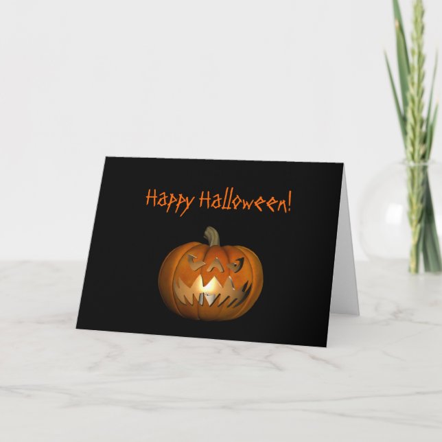 Carte Halloween Citrouille Creusée Jack O'Lantern (Devant)