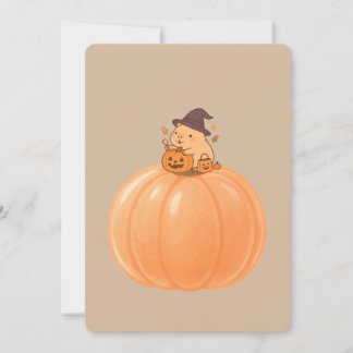 Carte Halloween Citrouille de Capybara Mignon