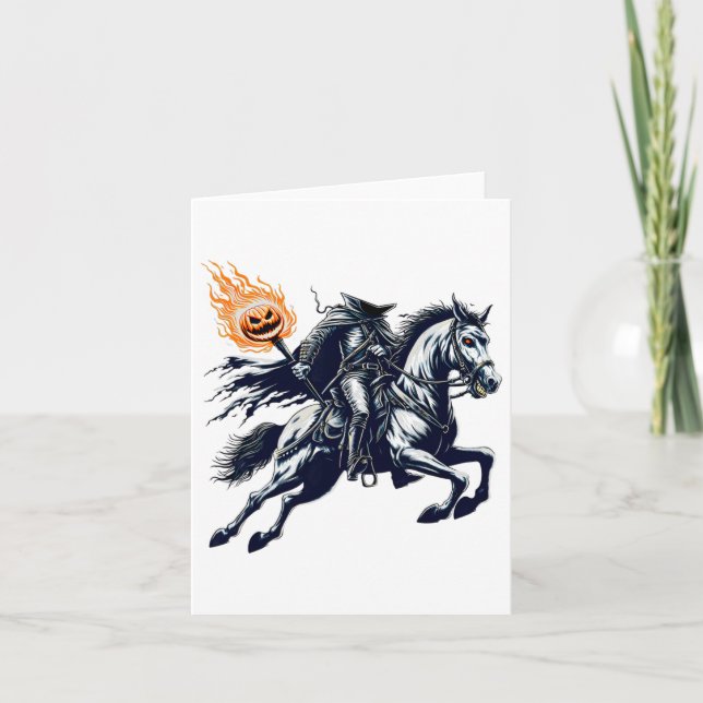Carte Halloween Citrouille de peur sans tête Horseman (Devant)