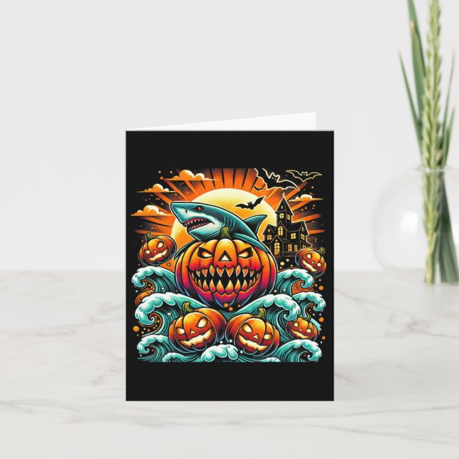 Carte Halloween citrouille du requin (Devant)