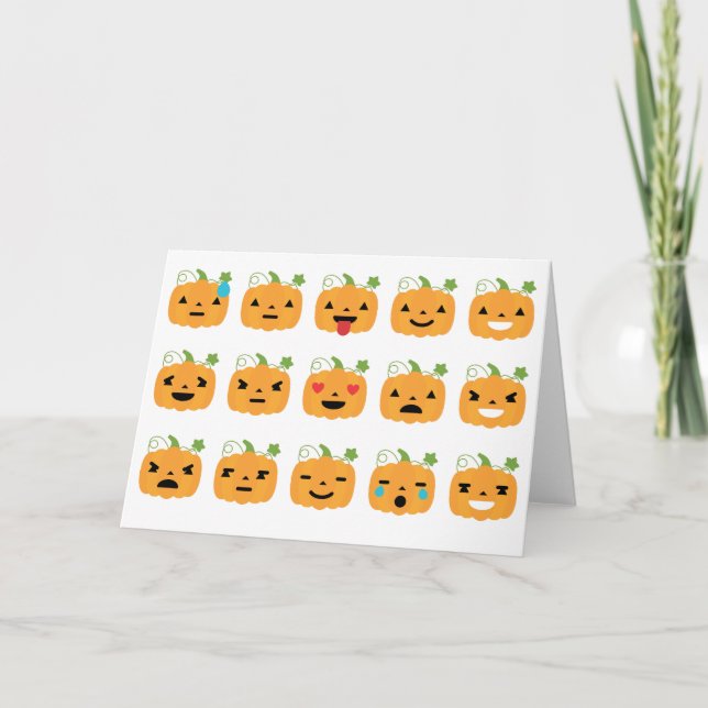 Carte halloween citrouille emojis (Devant)