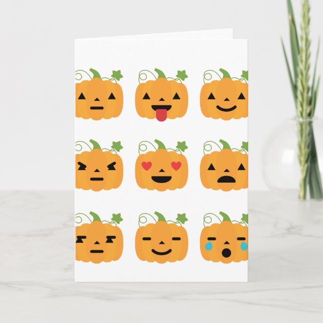 Carte halloween citrouille emojis (Devant)