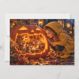 Carte Halloween citrouille pour fille et souris