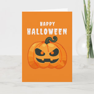 Carte Halloween Citrouille rétro orange