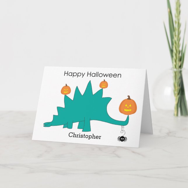 Carte Halloween Citrouilles Dinosaure Stégosaure (Devant)