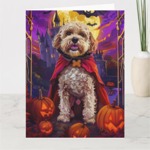 Carte Halloween Cockapoo Vampire Citrouilles effroi