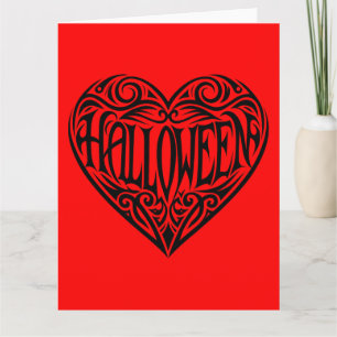 Carte Halloween cœur, Cœur noir, Vacances