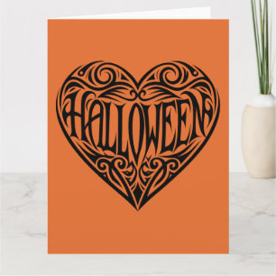 Carte Halloween cœur, Cœur noir, Vacances
