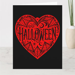 Carte Halloween Cœur, Cœur Rouge en Forme, Vacances