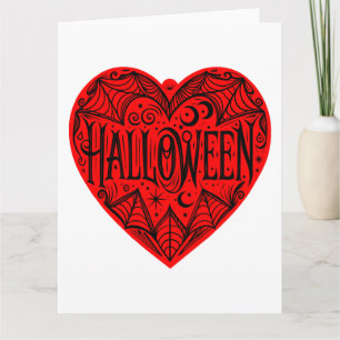 Carte Halloween Cœur, Cœur Rouge en Forme, Vacances