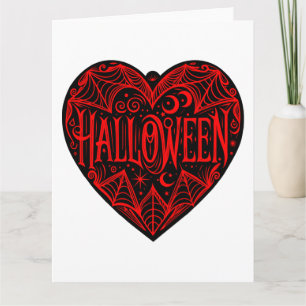 Carte Halloween cœur, forme de cœur noir, vacances