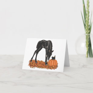 Carte Halloween Colt Kitten Pumpkin Fall Leaves