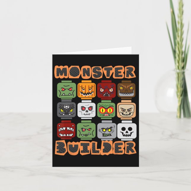 Carte Halloween Construire briques Monster Constructeur  (Devant)