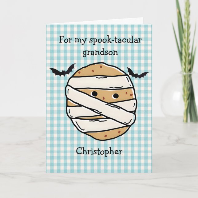 Carte Halloween Cookie Mummy Maze Grandson (Devant)