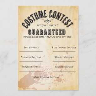 CARTE HALLOWEEN COSTUME CONTEST BULLETIN OFFICIEL