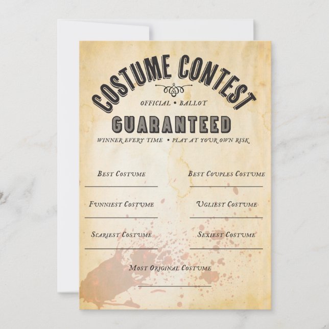CARTE HALLOWEEN COSTUME CONTEST BULLETIN OFFICIEL (Devant)