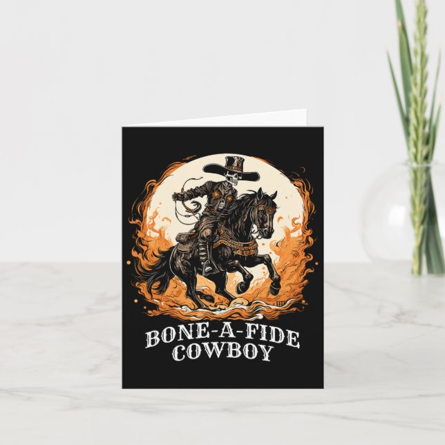 Carte Halloween Cowboy Éffrayant Skeleton Rodeo (Devant)