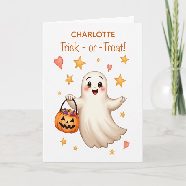 Carte Halloween Custom Name Boo-tiful Girl Trick-or-Trea (Devant)