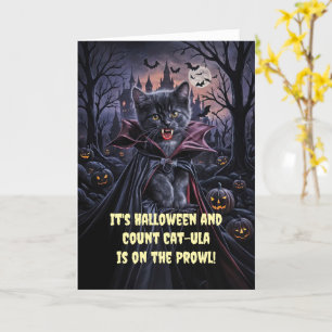 Carte Halloween Cute Dracula Vampire Chat Kitten