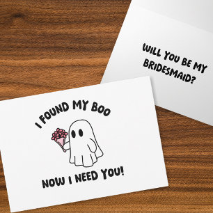 Carte Halloween Cute Ghost Boo Funny Bridesmaid Proposit