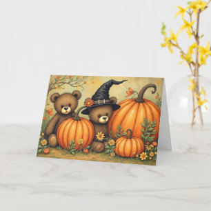 Carte Halloween Cute Nounours style art populaire Puimpk
