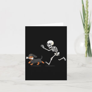 Carte Halloween Dachshund Drôle Drôle Skeleton chasse Ch