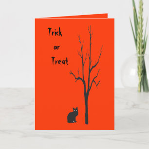 Carte Halloween de chat noir