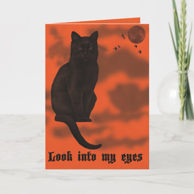 Carte Halloween de chat noir (Devant)