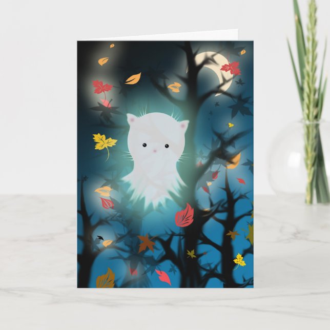 Carte Halloween de fantôme de chaton (Devant)