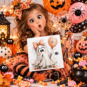 Carte Halloween de fantôme de fille mignonne avec