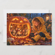Carte Halloween de fille et de souris partageant d