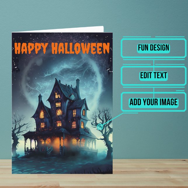 Carte Halloween de la maison effrayante (Send a special greeting to a friend at Halloween with this fun card.)