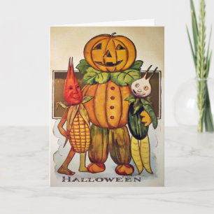 Carte Halloween de légumes vintage