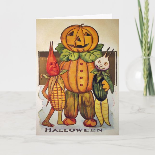 Carte Halloween de légumes vintage (Devant)