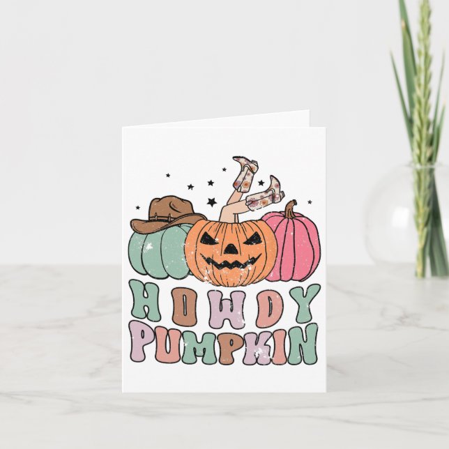 Carte Halloween de rodéo d'automne de Howdy Citrouille (Devant)