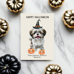 Carte Halloween de Shih Tzu mignonne Joyeux Hall