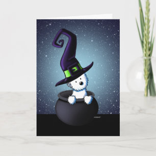 Carte Halloween de sorcière KiniArt Westie