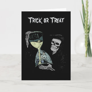 Carte Halloween Death Hourglass Reaper ou traiter Hallow