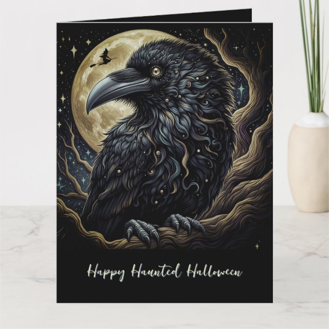 Carte Halloween d'oiseaux noirs (Devant)