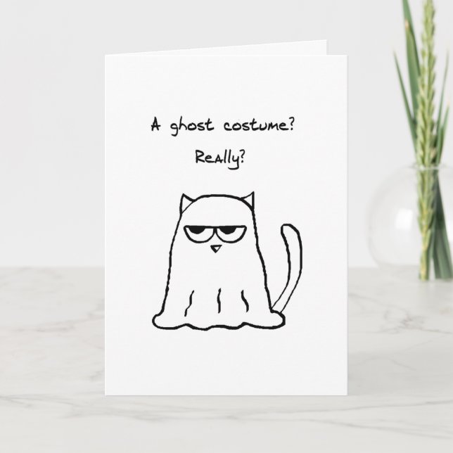 Carte Halloween drôle - chat fâché dans un costume de (Devant)