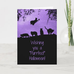 Carte Halloween du chat noir avec Witte Cute