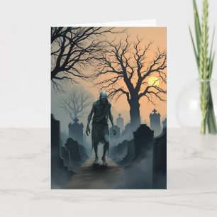 Carte Halloween du cimetière Zombie