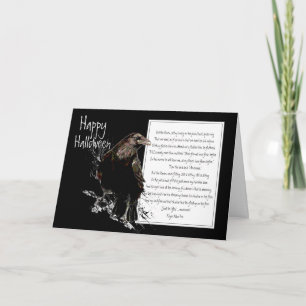 Carte Halloween, Edgar Allan Poe, Corbeau, Jamais plus