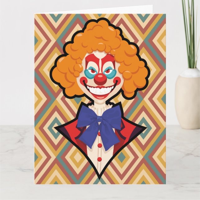 Carte Halloween éffrayant Clown rétro Déplaisant coloré (Devant)